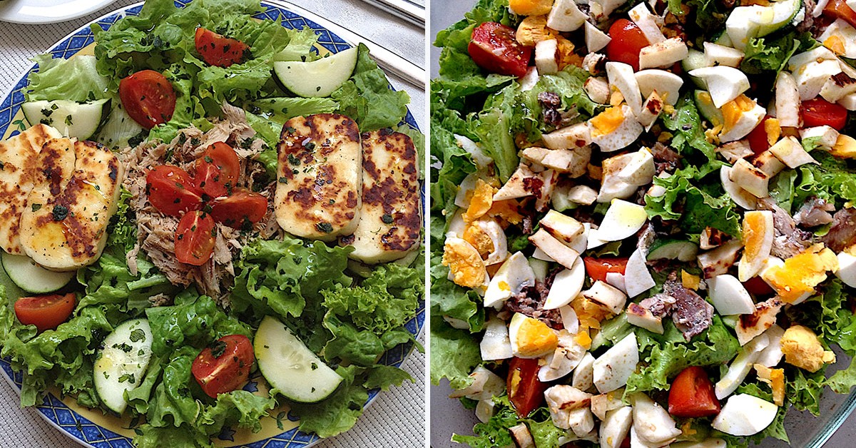 2 saladas muito frescas e saudáveis